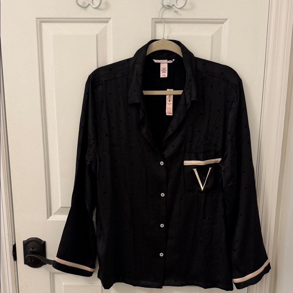 Victoria's Secret Black Polka Dot Shirt